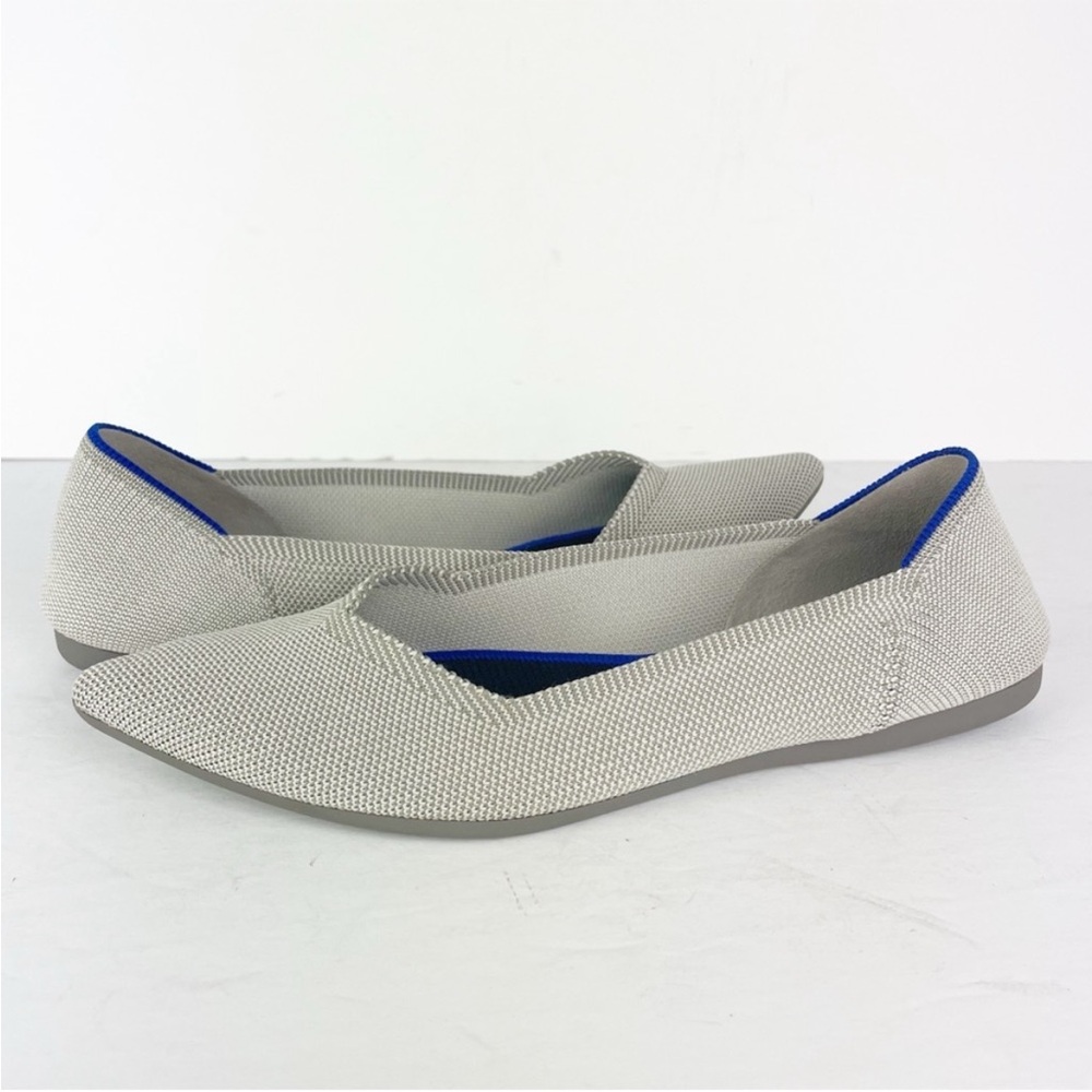 Rothy’s The Point Gray Flaxseed Birdseye Slip On Flats Loafers Shoes Retired EUC